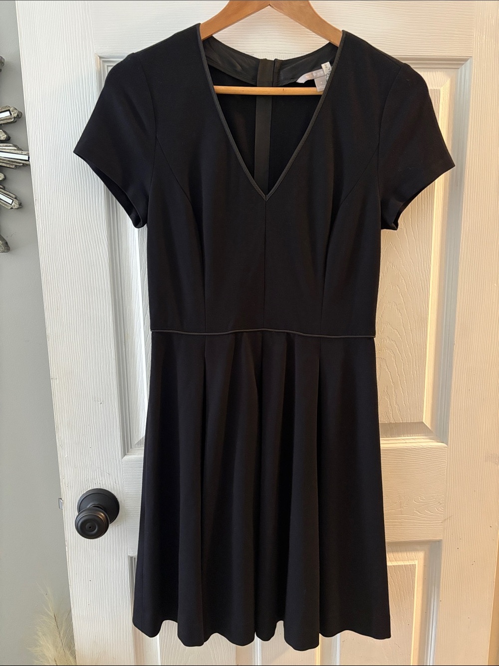 Banana Republic Black V‑Neck Fit‑and‑Flare Dress